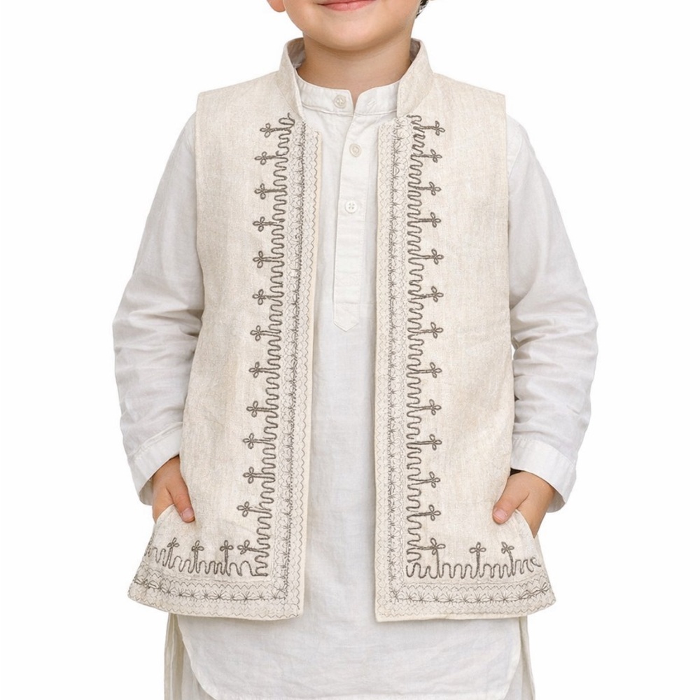 Handmade traditional boy’s gold embroidered vest size large
